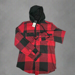 Original Use Men’s Red Hooded Flannel Shirt Jacket - New - Size XS